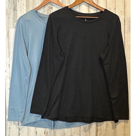 Skechers Tops - Skechers Womens Activewear Long Sleeve Tops Large Blue/Black 2 Set Workout Shirt